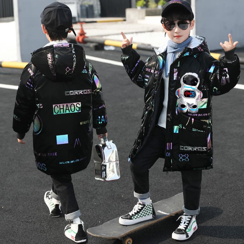 Meninos inverno para baixo jaqueta acolchoada 2025 novo estilo moda crianças jaqueta acolchoada crianças mais velhas inv