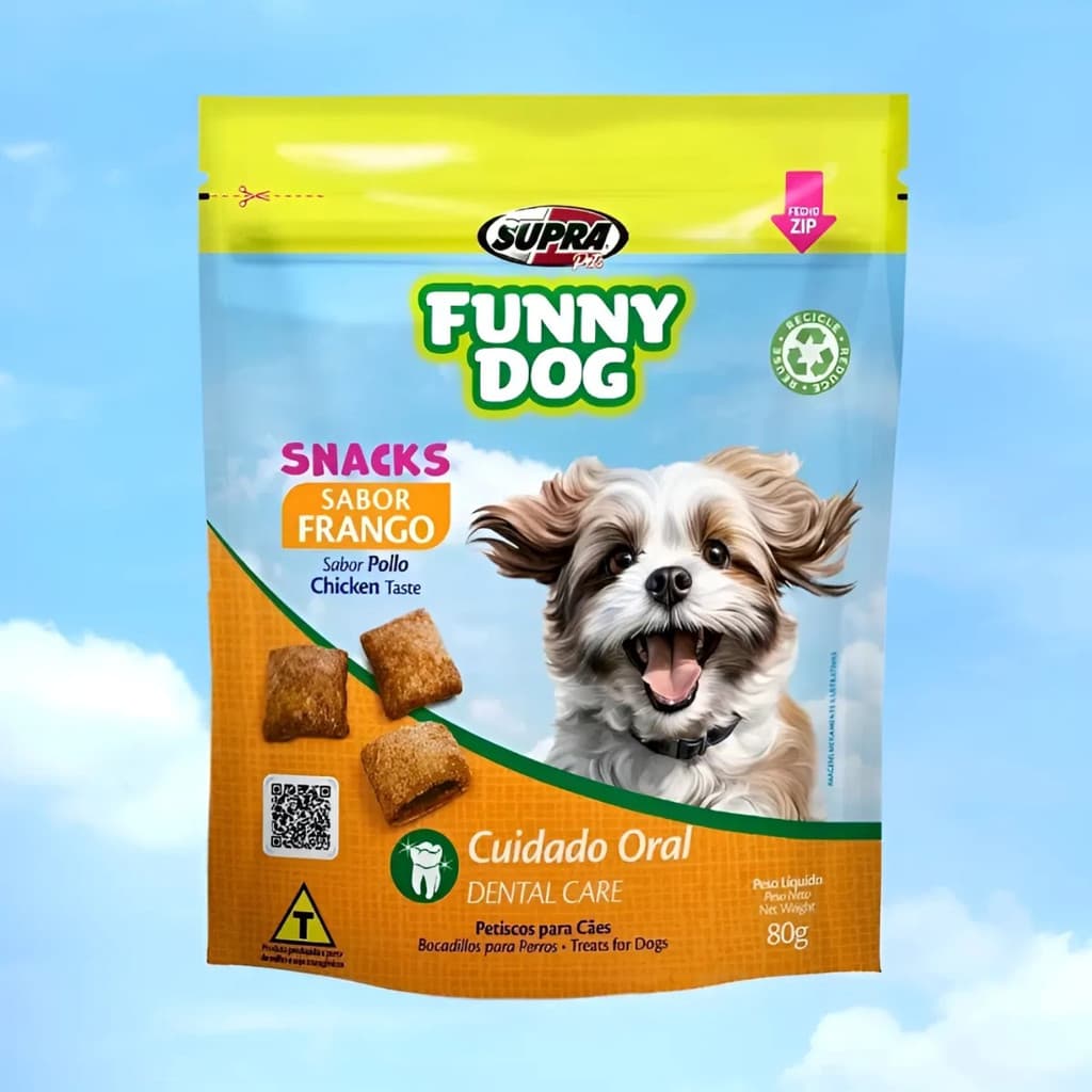 Petisco para Cachorro Funny Dog Sabor Frango 80g Snacks Itens para Cachorro Cães Petisco Pet