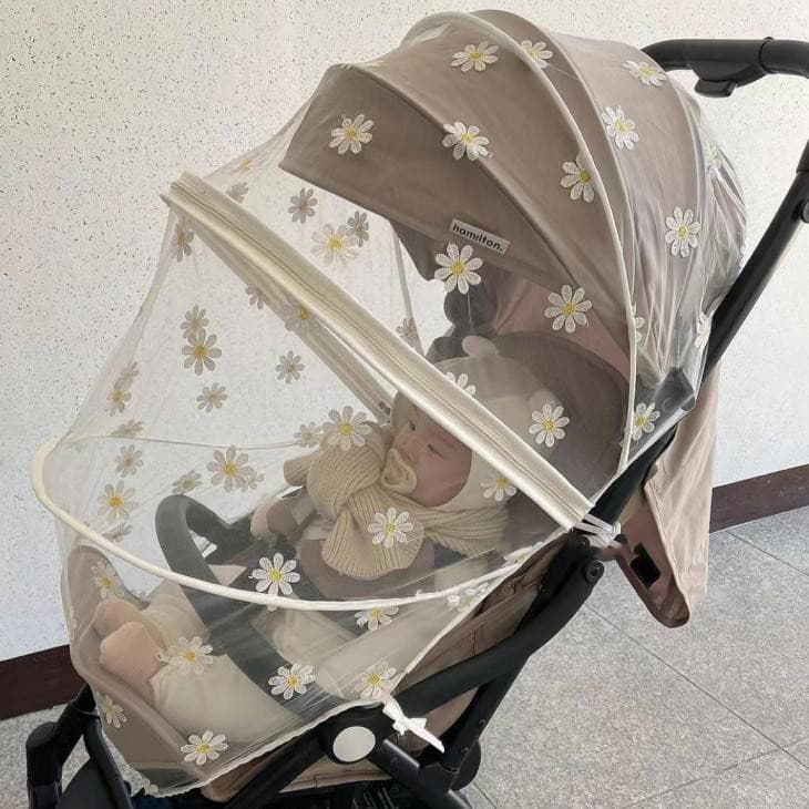 Estilo coreano verão Universal carrinho de bebê mosquiteiro capa completa estilo bebê bordado gaze carrinho mosquito cap