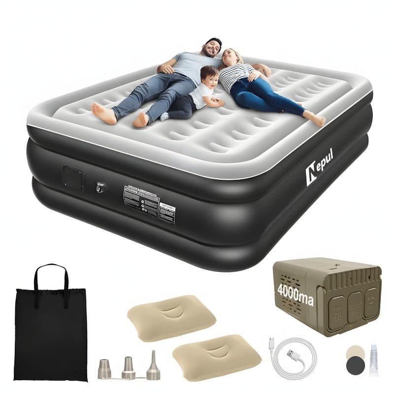 203*154*46cm Colchão Inflável Queen Casal Cama De Campanha Bomba Inflável Com Bateria De Lítio Integrada