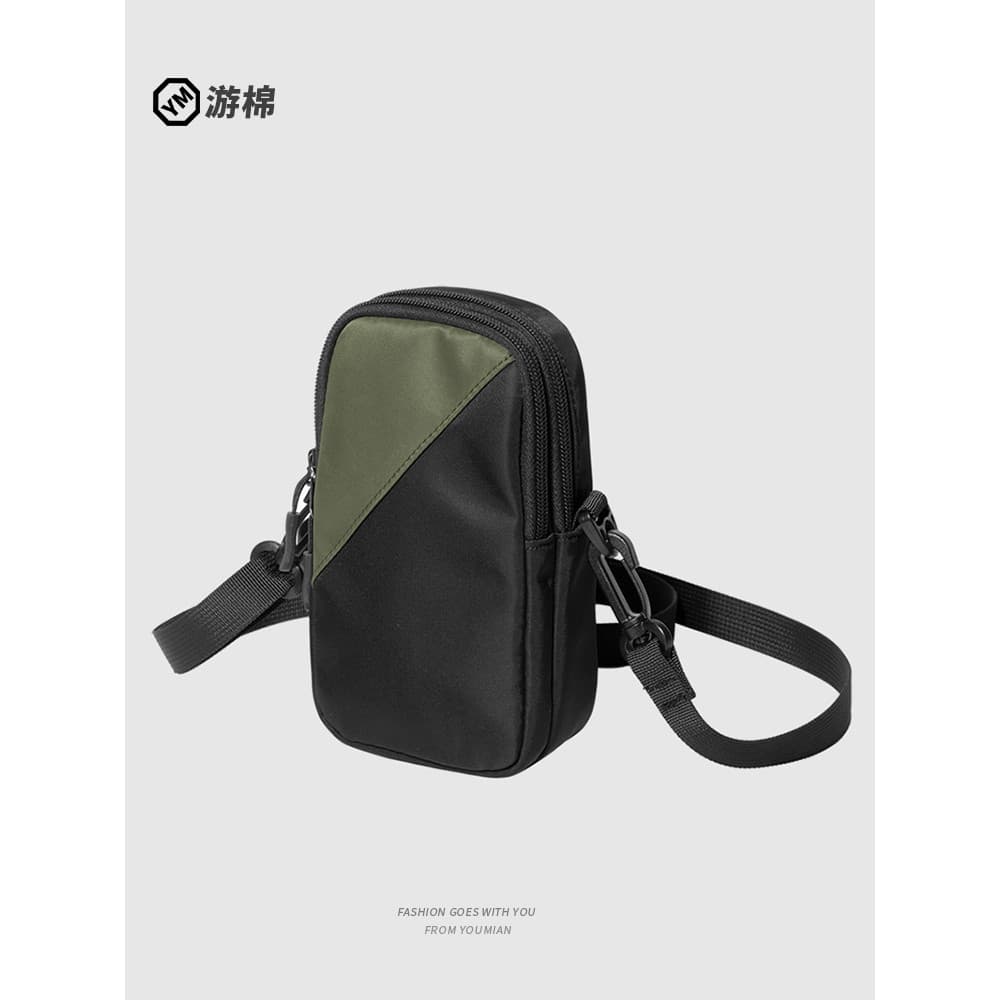 Nova moda masculina pequena bolsa de ombro leve Cross-body saco do telefone móvel cintura Multi-camada Vertical convenie
