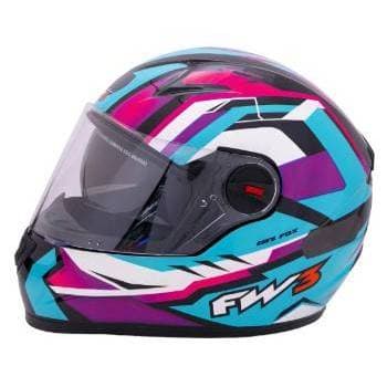 CAPACETE FW3 GTX FOX AZUL TIFFANNY COM OCULOS 60 L