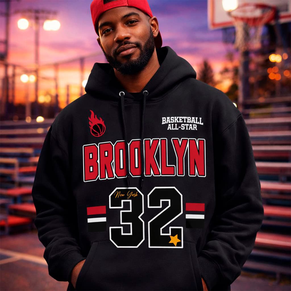Moletom Algodão Flanelado Canguru Streetwaer Brooklyn 32 Basquete De Rua