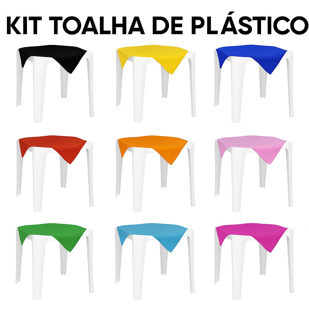 Kit 20 Toalhas de Mesa Plástico 70x70 cm Descartável para Festas, chá  Eventos e Casamentos