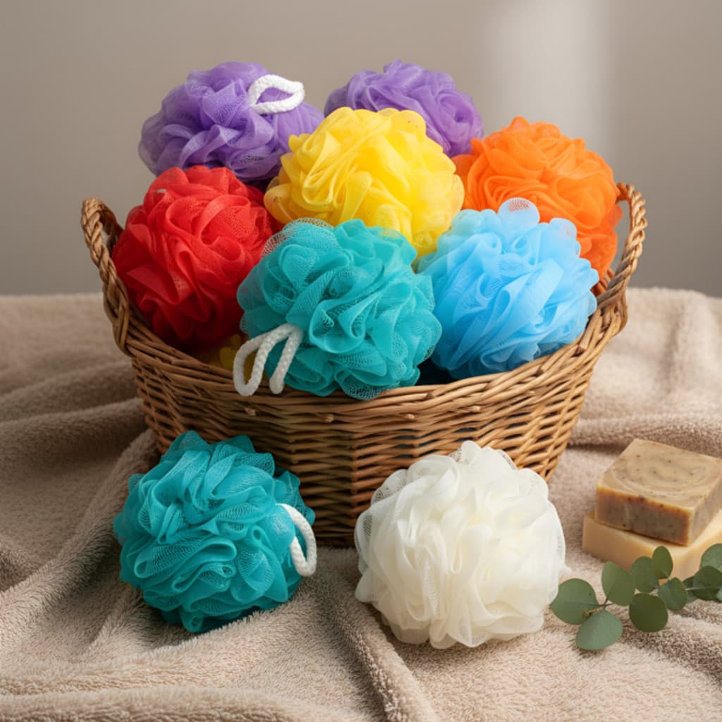 Kit 2 Esponjas de Banho Coloridas de Nylon: Esfoliação Suave e Banho Divertido