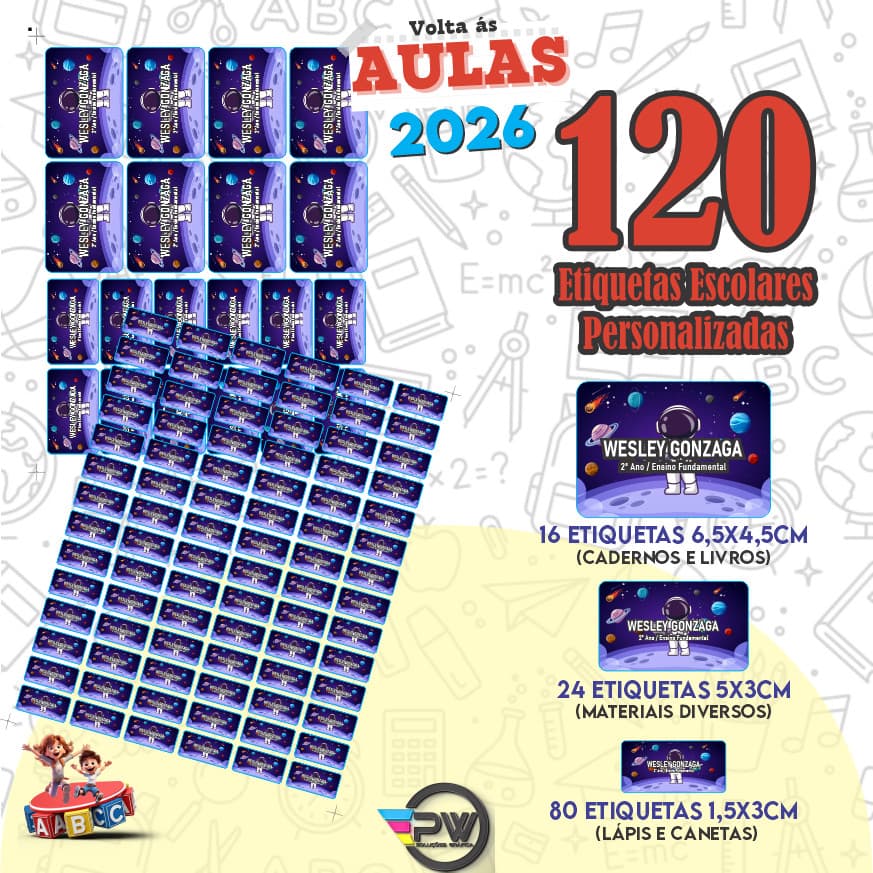 120 Etiquetas Adesivos Escolares Volta as Aulas Etiqueta Personalizada Escolar Adesivos Escolares
