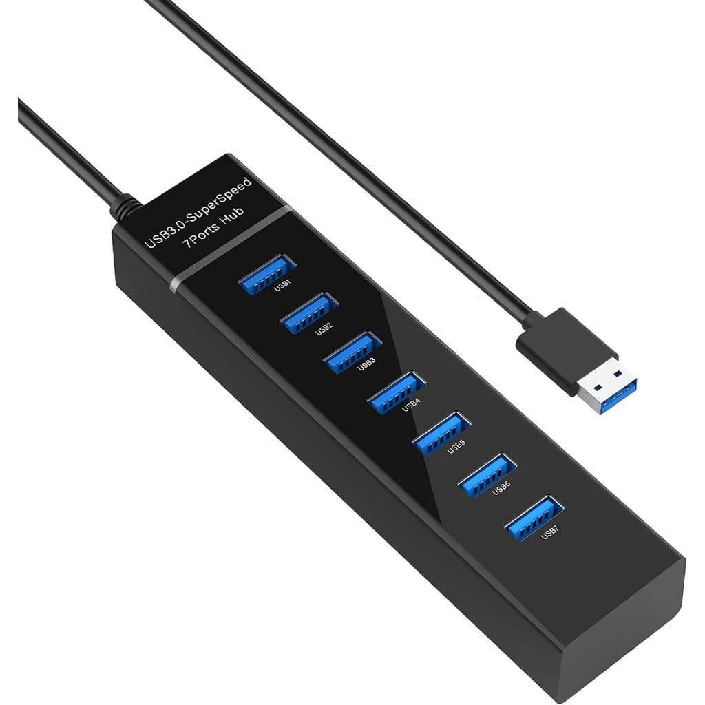 Hub USB 3.0 Exbom 7 Portas 5Gbps com LED Alta Velocidade para PC Notebook