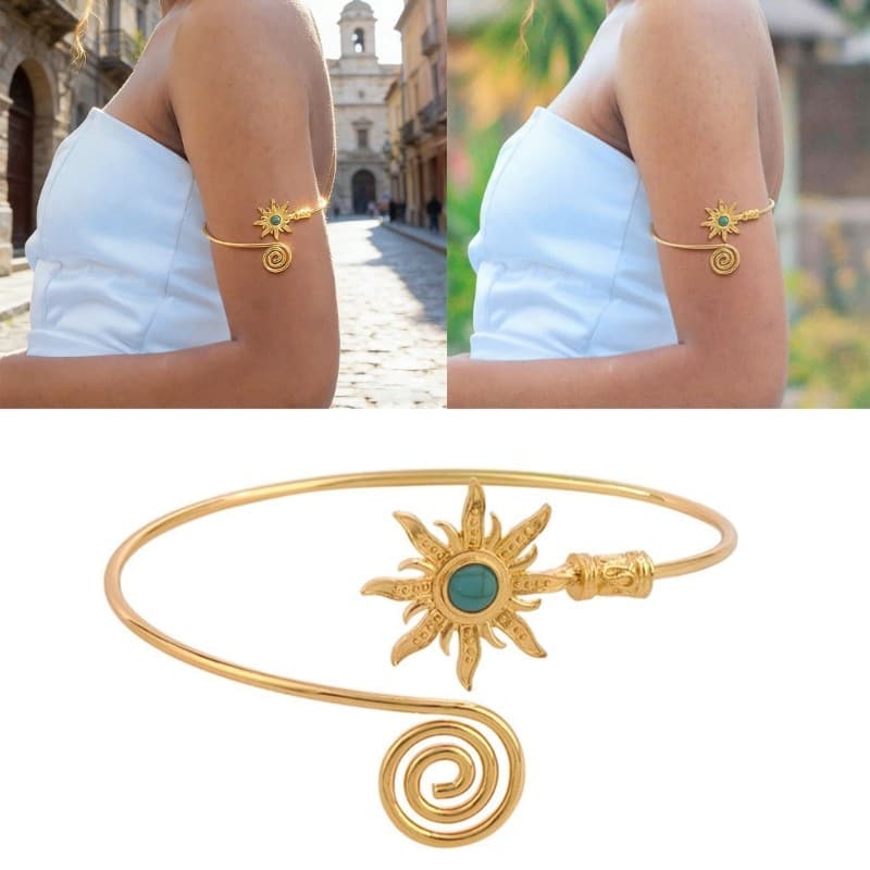 blg Open Ajustável Armlet Retro Styles Turquesa Accent Para Várias Ocasiões