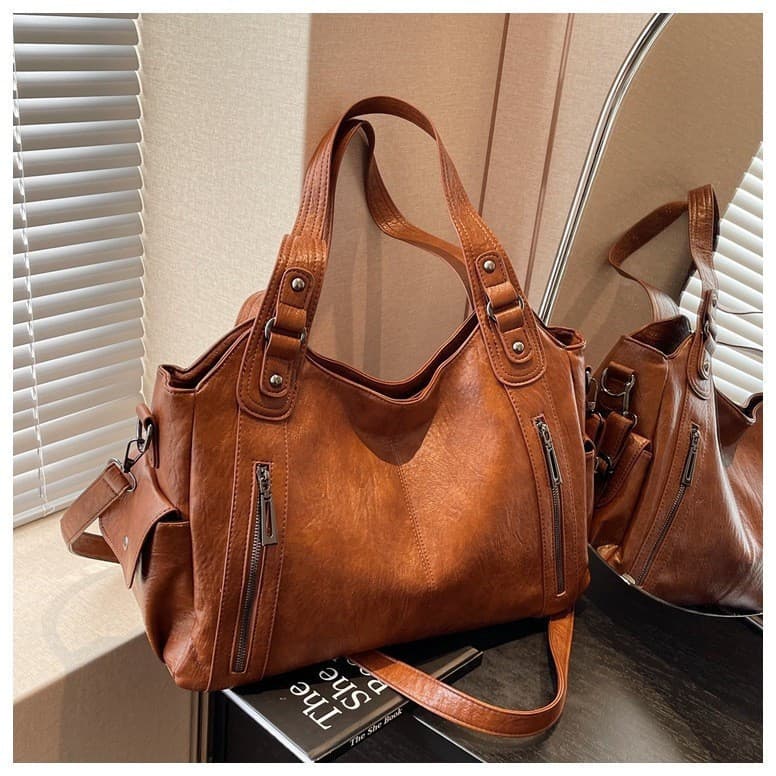 Bolsa Feminina Elegante De Luxo Grande Couro PU De Alta Qualidade Com Alça Removível De 2 Camadas