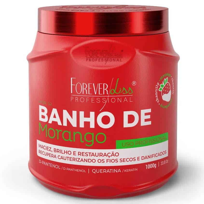Forever Liss Máscara Banho De Verniz Morango 1kg