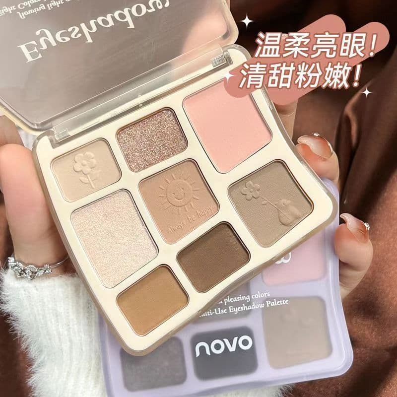 NOVO paleta de sombras de oito cores fosco cor terra baixa saturação luz diária maquiagem Blush alto brilho contorno int