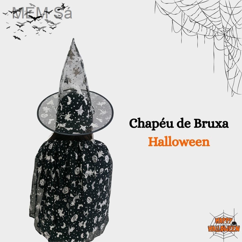 (V)Kit Fantasia Infantil Halloween – Capa com Chapéu Prateado 🕸️🎃5RNW