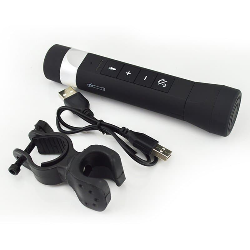Produtos para atividades ao ar livre: power bank portátil, alto-falante Bluetooth para bicicleta, lanterna com suporte,