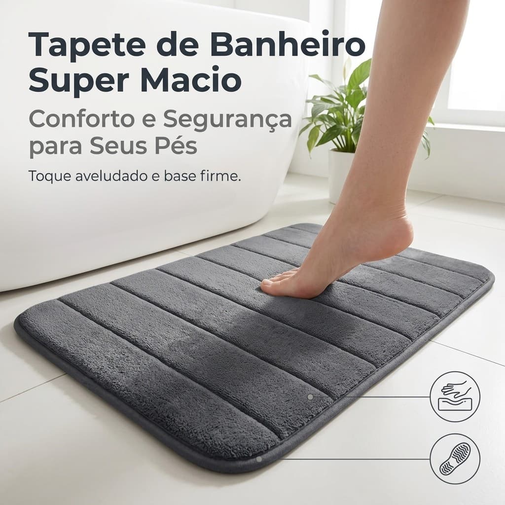 Tapete De Banheiro Antiderrapante Super soft 60x40cm