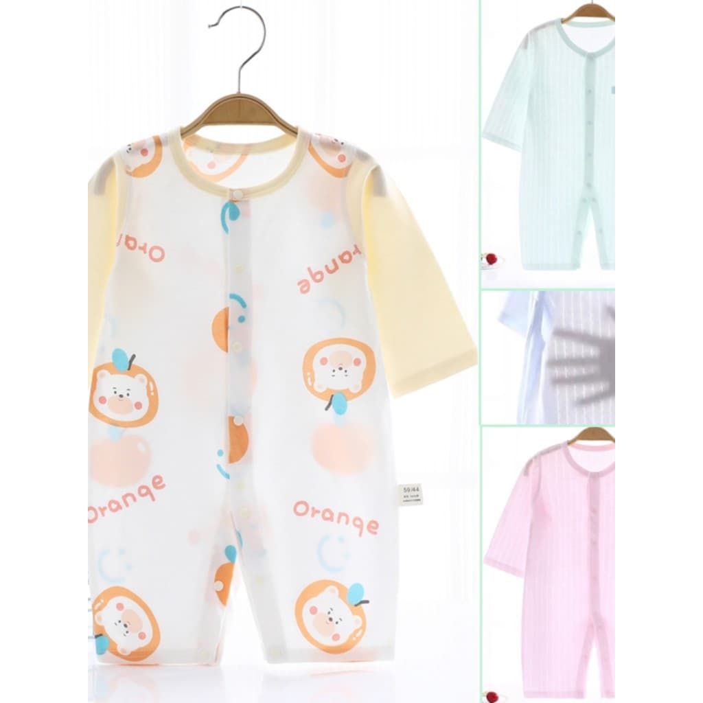 Bebê roupas de verão ar condicionado roupas de uma peça fina recém-nascido verão macacão puro algodão bebê manga comprid