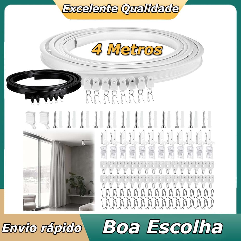 Trilho de cortina de teto de 4m dobrável e curvado para escritório trailer banheiro
