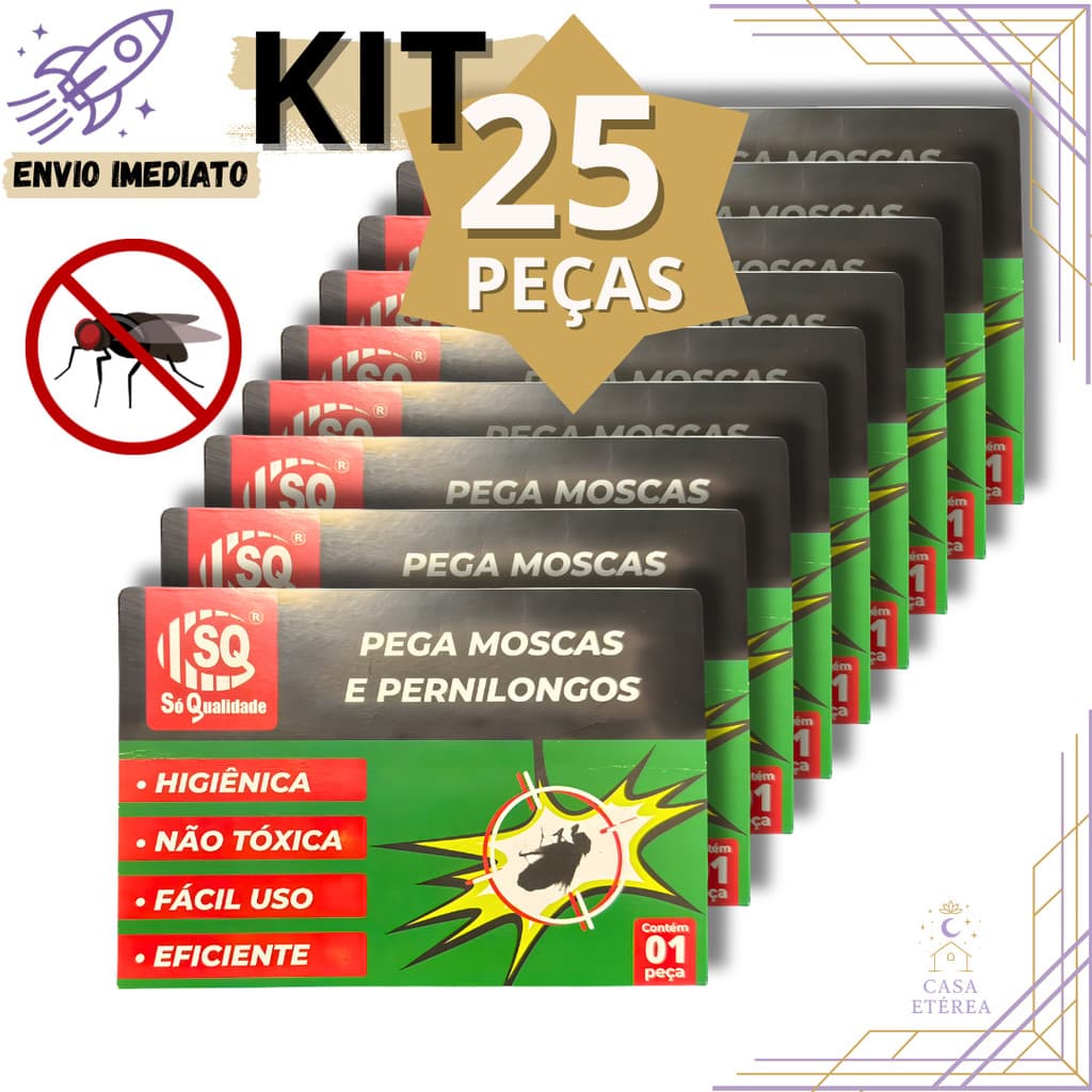 Jogo 25 Armadilha Anti Mosca Mosquito Pernilongo Cola Inseticida para Controle de Insetos em Casa e Estabelecimentos