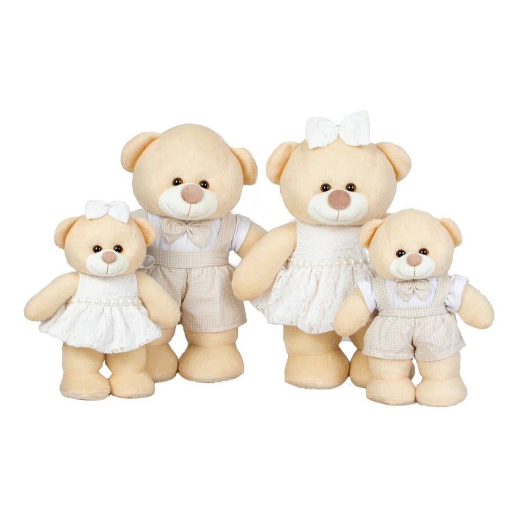 Urso Pelúcia Chá Revelaçao Nude Familia Cáqui - 4 Peças
