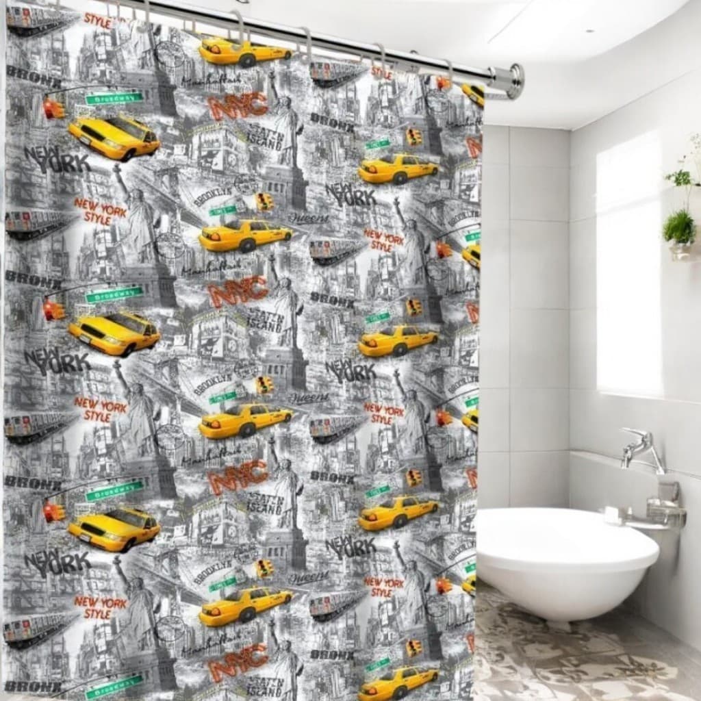 Cortina Box Banheiro Impermeável Divisória Ganchos Banho Decoração