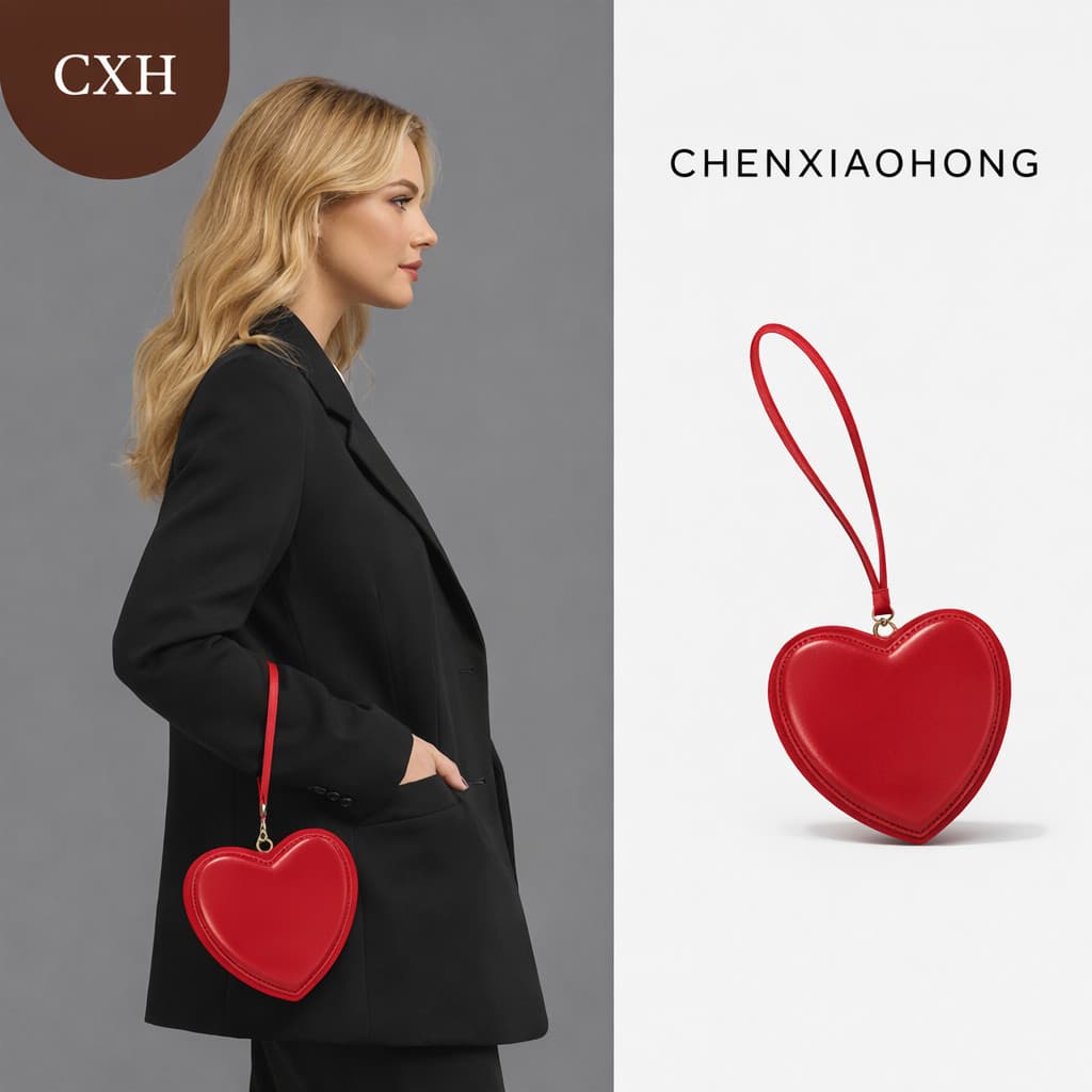CHENXIAOHONG  Bolsa feminina，porta-moedas e porta-cartões em formato de coração，Presente fofo para o Dia dos Namorados