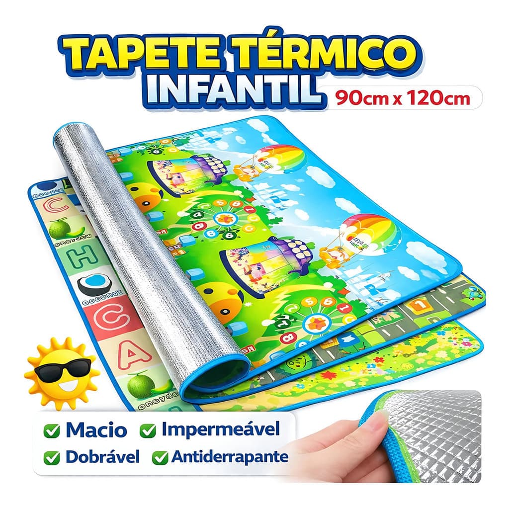 Tapete Térmico Infantil Interativo 90x120cm Bebês E Crianças