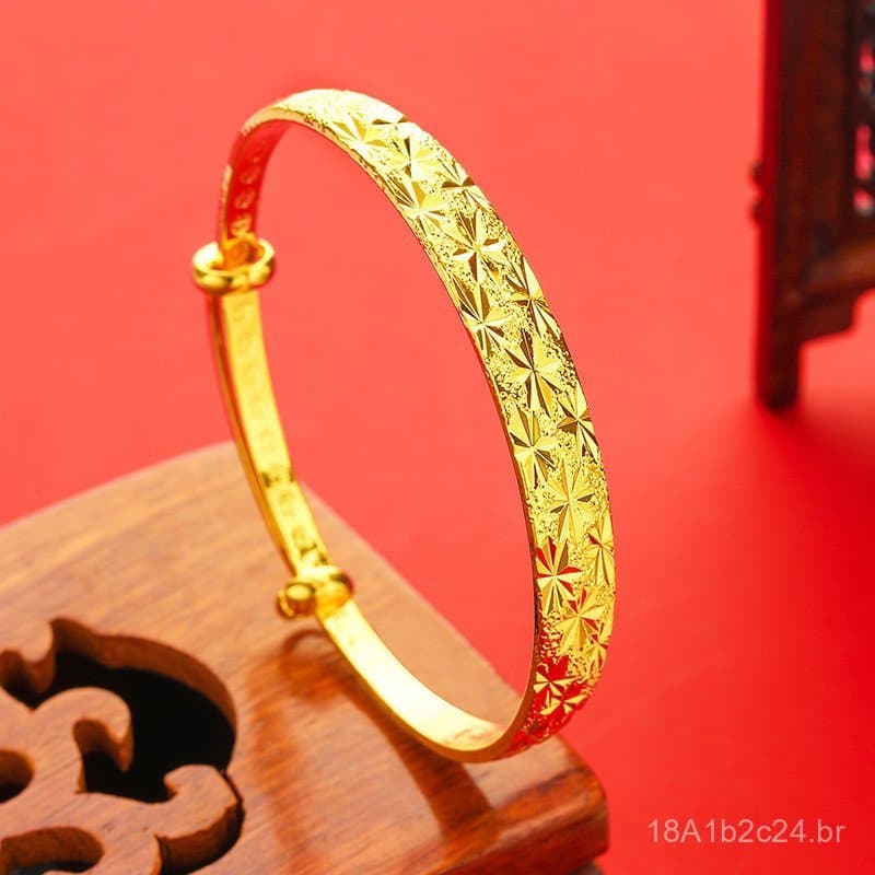 Pulseira deslizante feminina banhada a ouro de 10mm com efeito de chuva de meteoros estelares, joia simples, ouro areia,