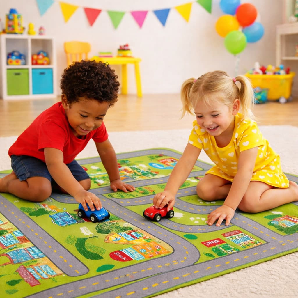 Tapete Pista de Carrinho Infantil 150x100 Hot Wheels Colorido Interativo Educativo