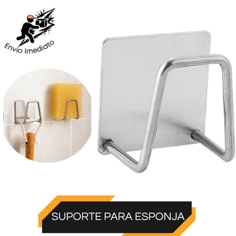 Porta Esponja de Aço Inoxidável para Pia de Cozinha Suporte Esponja e Bucha