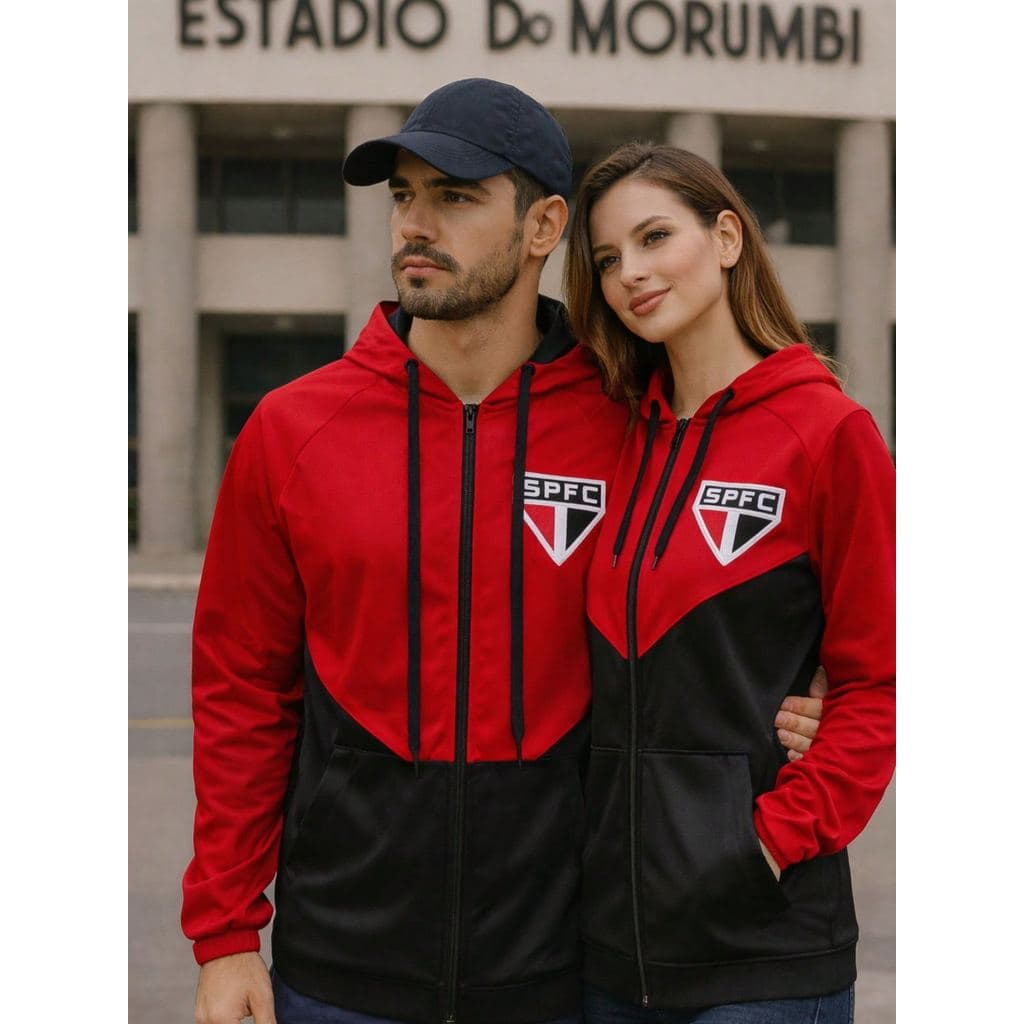 Kit 2 Blusas São Paulo Casal Moletom Com Capuz Masculino Feminino Conjunto Casal Torcedor São Paulo Blusa Masculina