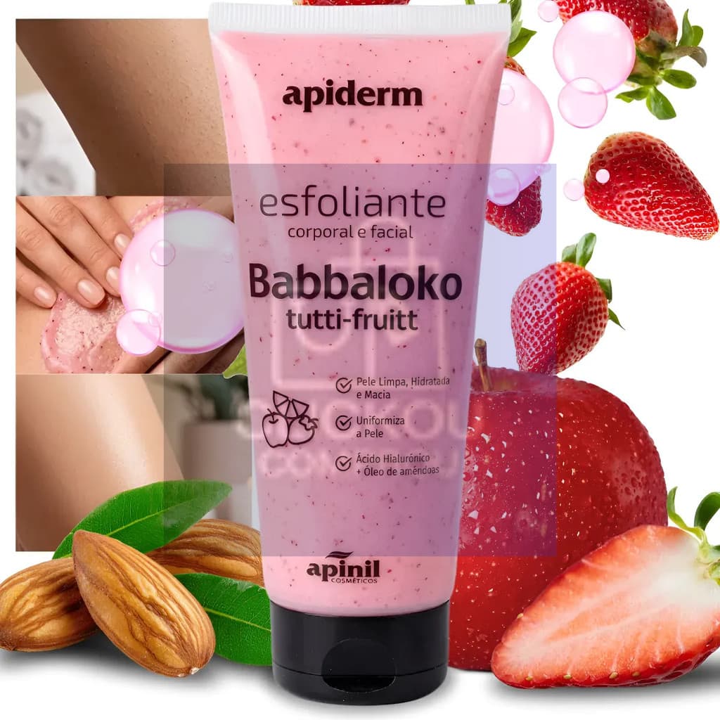 Creme Esfoliante Tutti Fruitt Babbaloko Hidratante Corporal e Facial Ácido Hialuronico