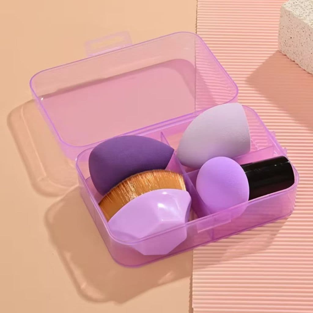 Conjunto de Maquiagem com Estojo e Esponjas Profissionais + Pincel para Base Corretivo e Acabamento