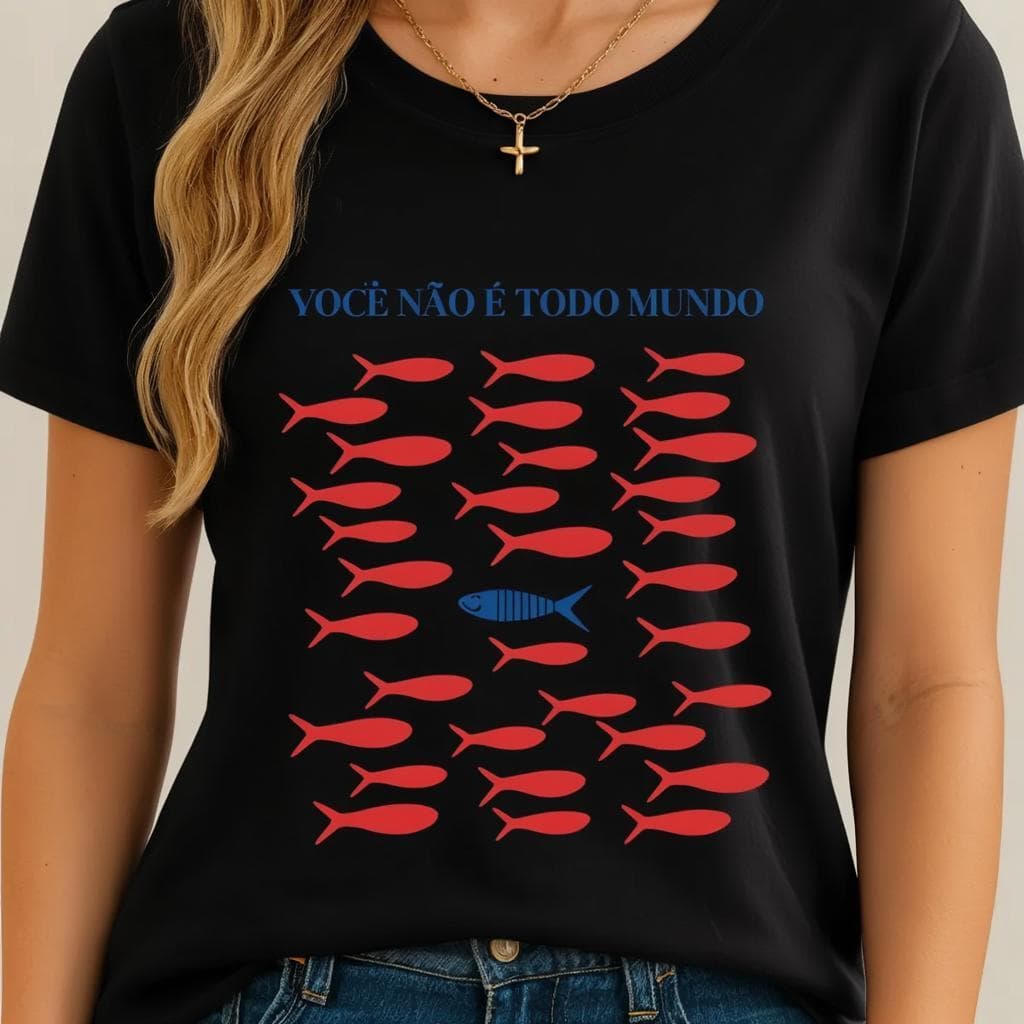 Camiseta Você Não É Todo Mundo Estampa Peixes Criativa Unissex Casual Confortável Estilo
