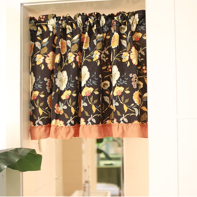 American Retro Grande Flor Algodão Linho Flor Pintura Bloco Cortina Meia Cortina Porta Cortina Porta Armário Cortina Mes