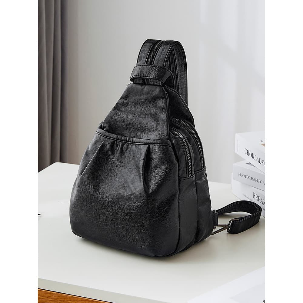 Mochila feminina 2026 novo estilo moda multifuncional Mini leve pele de carneiro pequena mochila senhoras nicho couro sa
