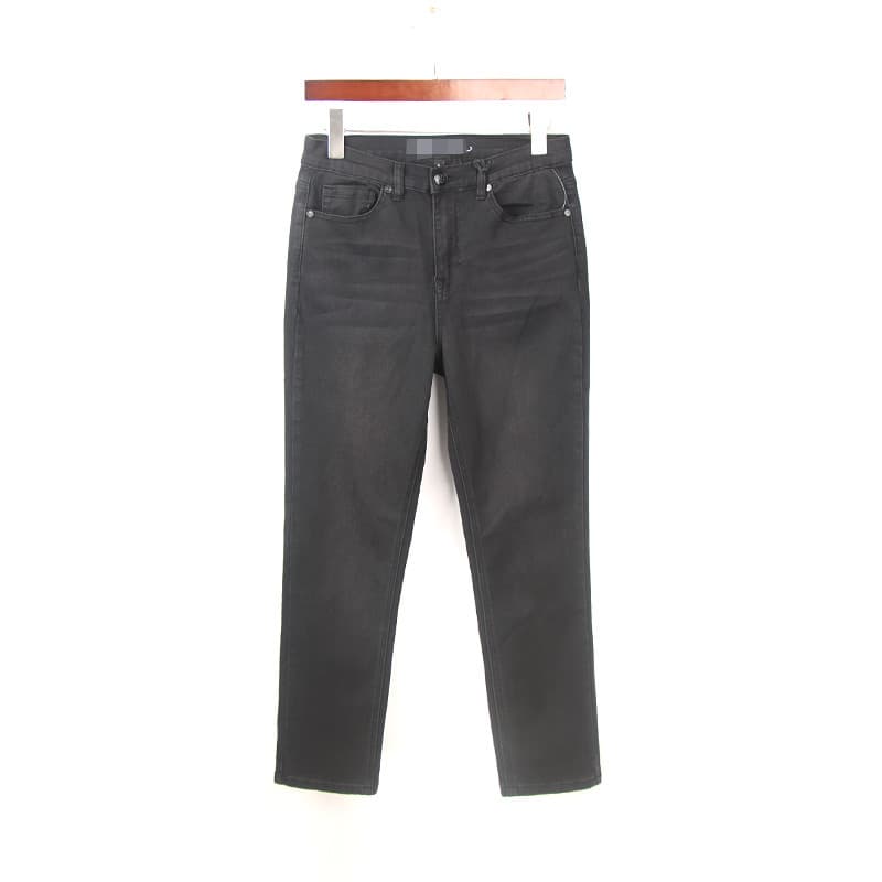 2024 outono estilo fumaça cinza malha Jeans feminino pedido estrangeiro 100kg tamanho grande cintura alta elástico mais
