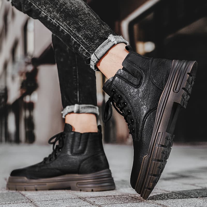 Botas Martin retrô masculinas, forro de lã de inverno, botas de algodão quente, roupa de trabalho masculina, versão core