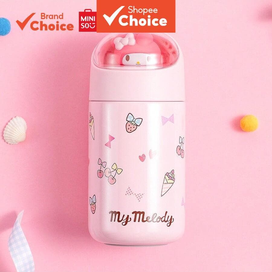MINISO  sanrio my melody copo fofo | pelúcia isolada 280ml rosa (7cm×16cm), cabe xícara de café、caneca de café、garrafa
