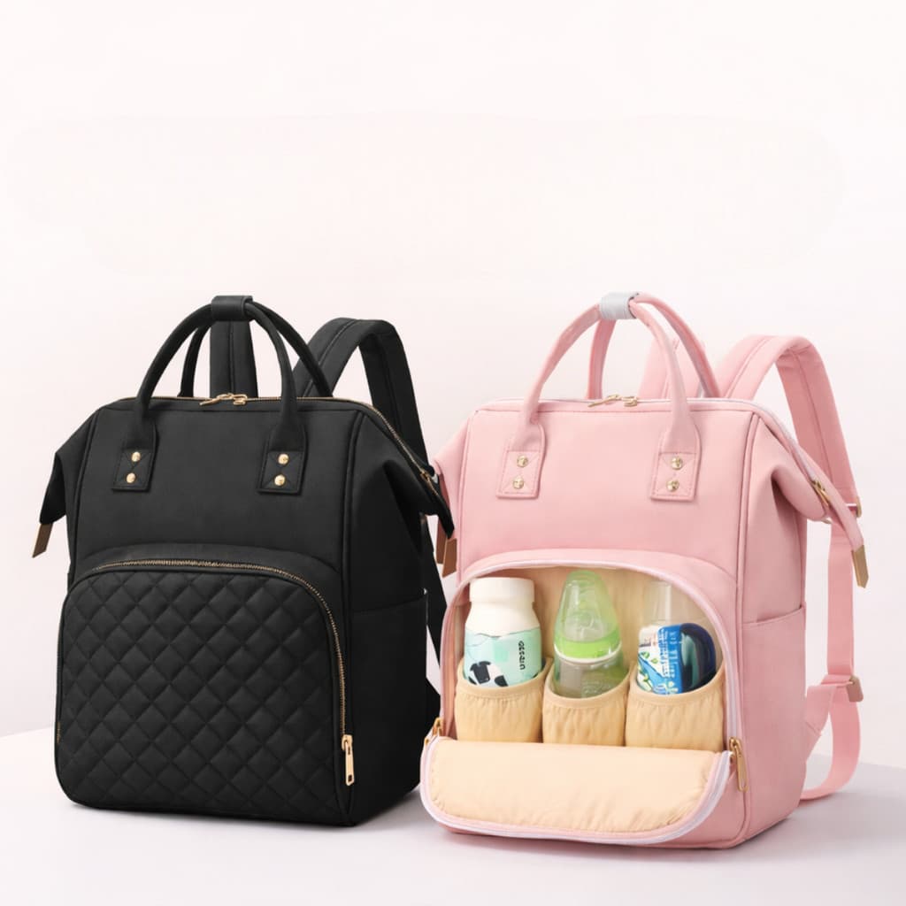 Mochila Maternidade Premium Multifuncional – Espaçosa, Elegante e Prática (Rosa ou Preta)  alex