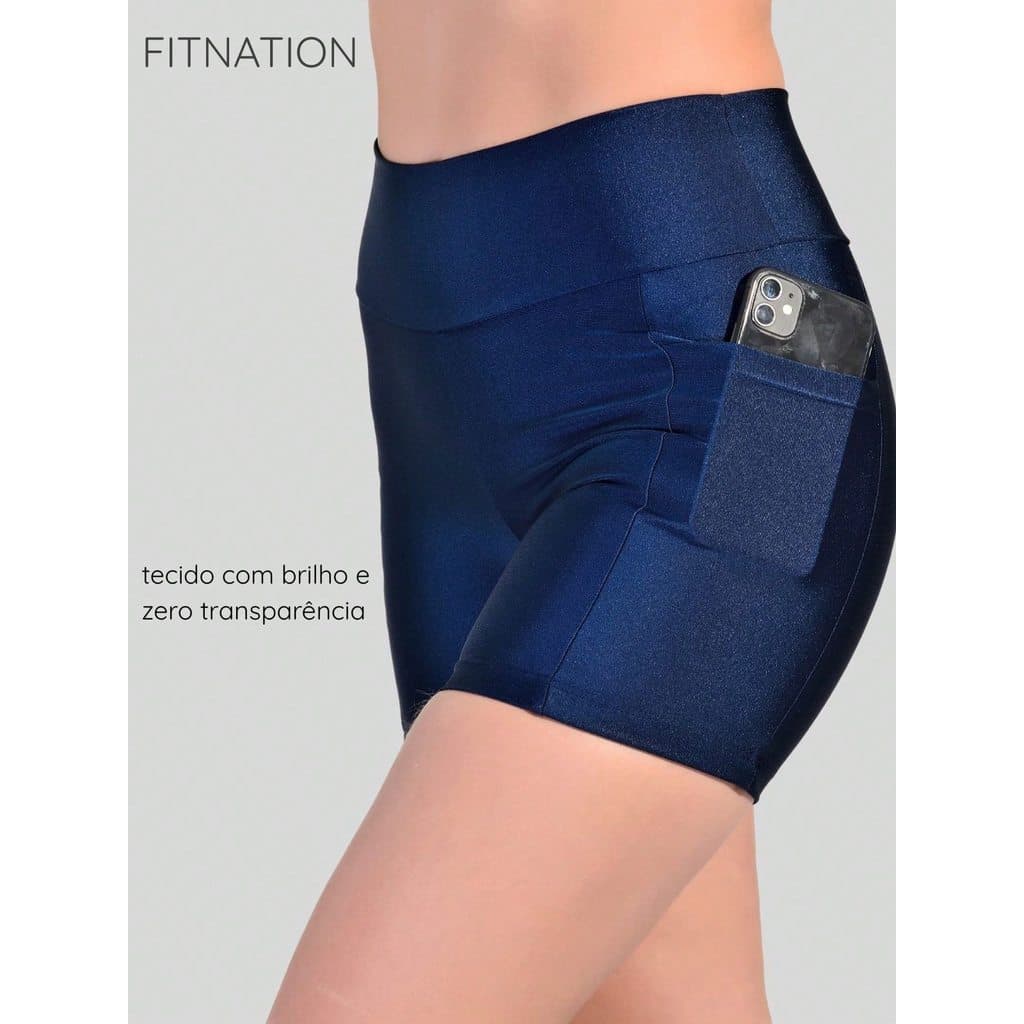 Shorts Fitness Feminino Trilobal Brilhante Com Bolso Academia