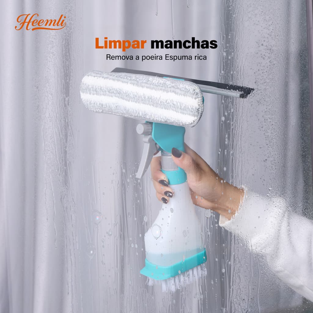 Escova de Limpeza 4 em 1 Multiuso com Spray para Vidro Espelho Janela Heemli