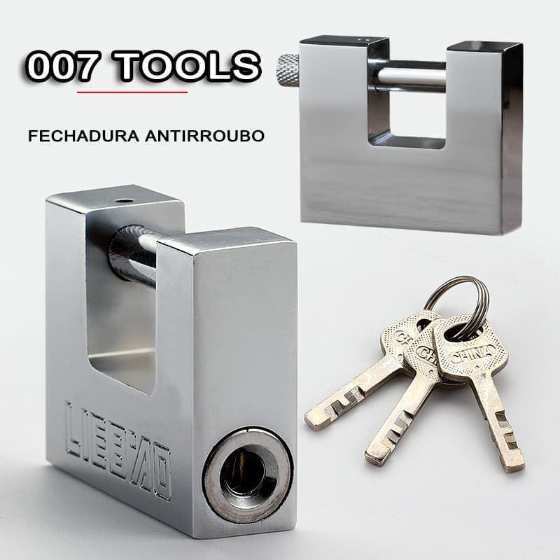 Cadeado Multifuncional Antirroubo Em Aço Inoxidável Com 3 Chaves Para Portas Janelas E Motos