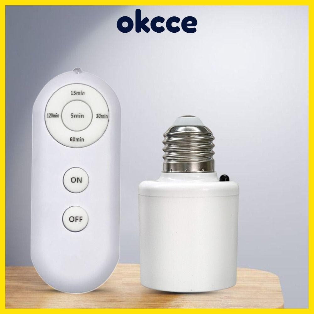 Suporte De Lâmpada Para Interruptor De Temporizador Inteligente OKCCE , Base De Controle Remoto Sem Fio E27 , Com
