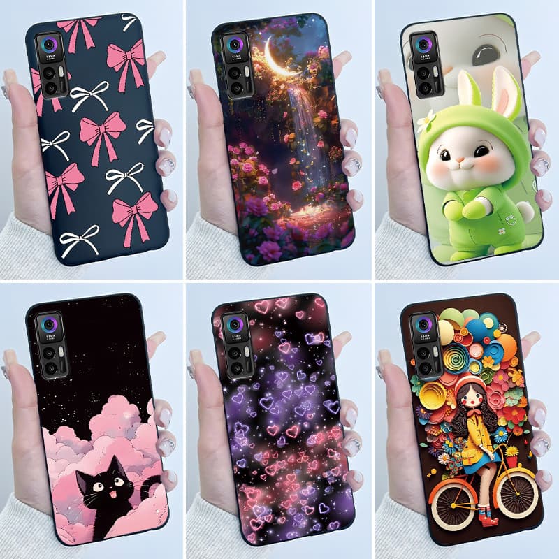 Para TCL 30 5G 30 Plus Caso Preto Macio Silicone Luxo Bonito Amor Coelho Engraçado Telefone Embalagem 30 + Novo Design C