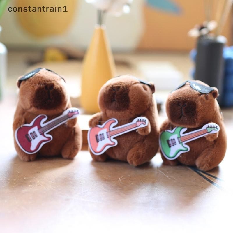 [CST] Guitarra Fofa Capivara Brinquedo De Pelúcia Desenho Animado Cobaia Pingente Macio Boneca Mochila Chaveiro Bolsa De