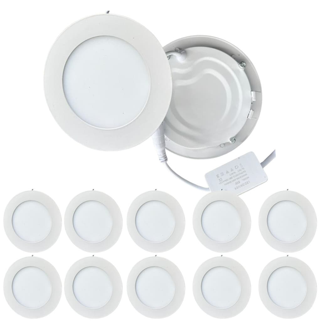 Kit 10 Plafon Led 6W Redondo Embutir Alumínio 11,50x11.50cm Frio 6500k 110v-220v