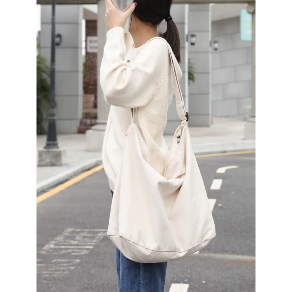 Mori estilo literário lona sacola estudante grande capacidade classe saco de pano de um ombro feminino Casual All-