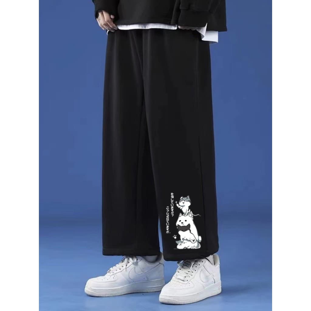 Calças masculinas verão versão coreana na moda solto gato impressão calças casuais tornozelo comprimento ins Street Wear