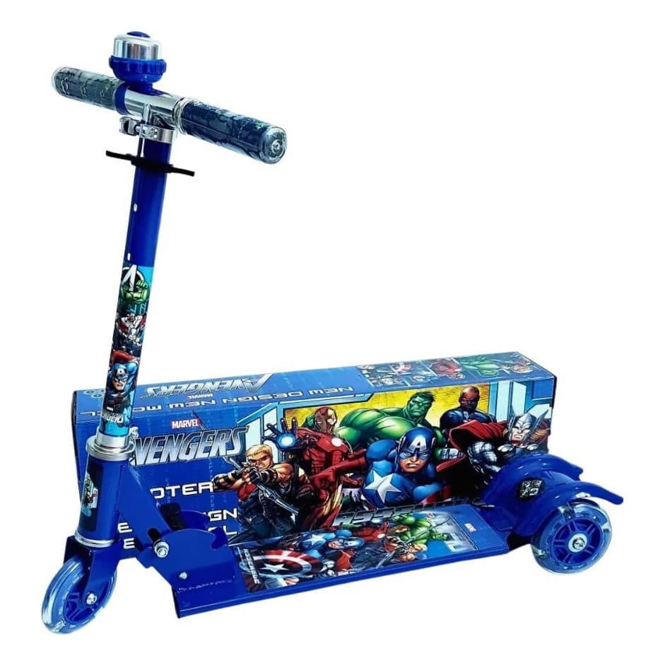 Patinete Menino Vingadores Azul 3 Rodas – Infantil Resistente
