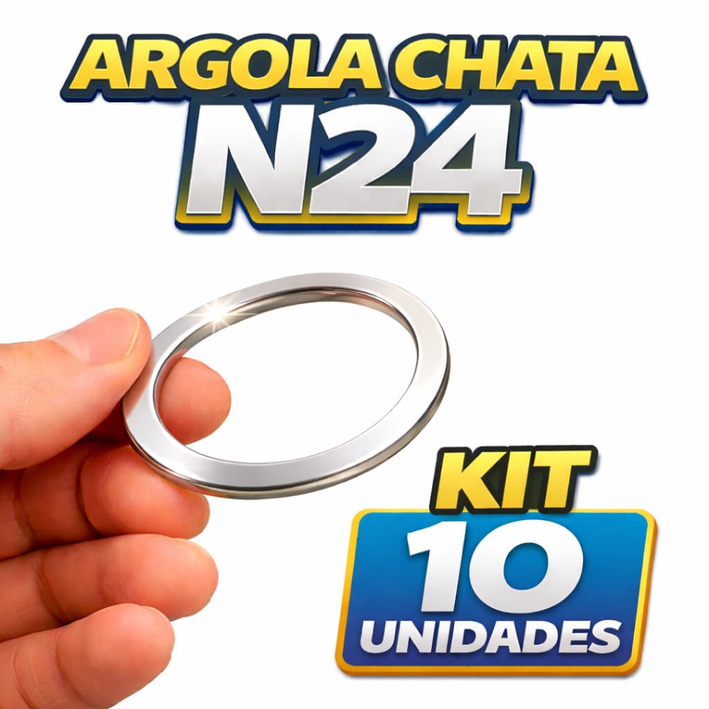 Kit 10 Argola Tamanho N°24 Chata Aço Inoxidavél
