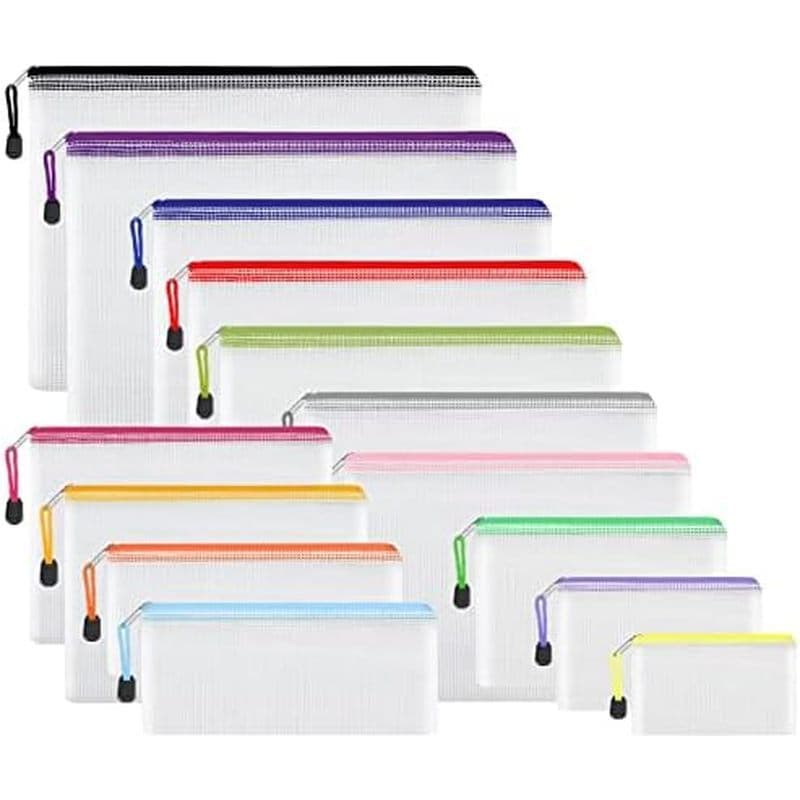 EOOUT 30 Unidades De Bolsas De Malha Com Zíper , Plástico De 8 Tamanhos À Prova D'água Cores Para Organização , Multiuso